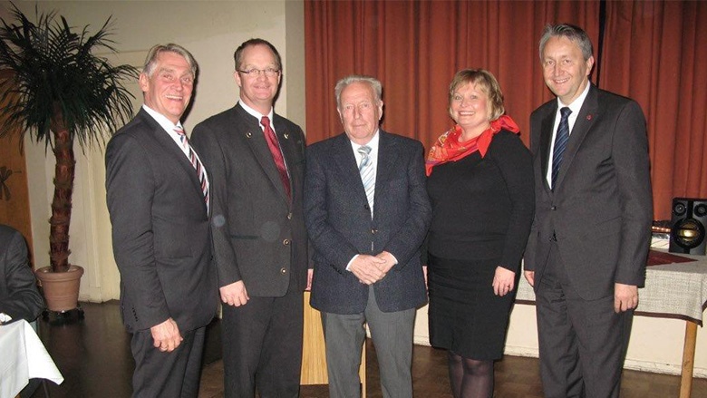 Hans Hinrich Neve mit Hans-Georg Volquardts, Hans-Heinrich Kohnke, Beate Nielsen und Hauke Göttsch